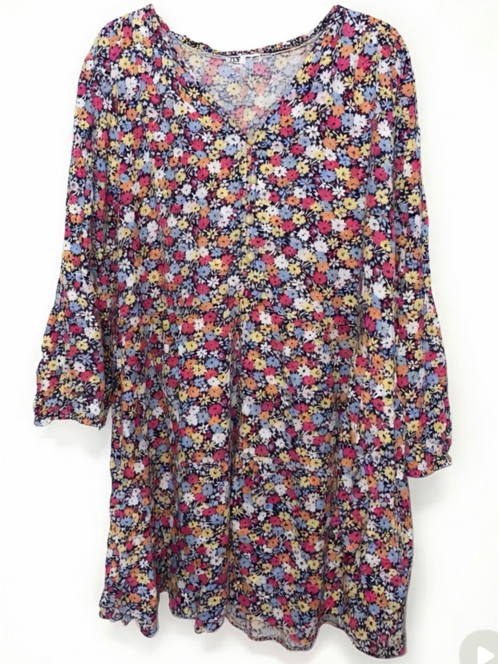 GAP Pastel Floral V-Neck Dress in Light Blue and Pink